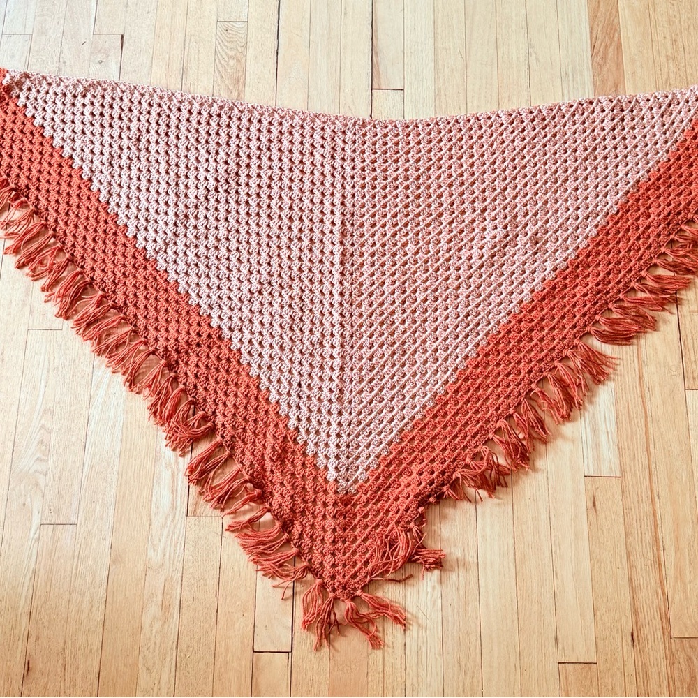 Elegant Orange Crochet Hand Made Shawl